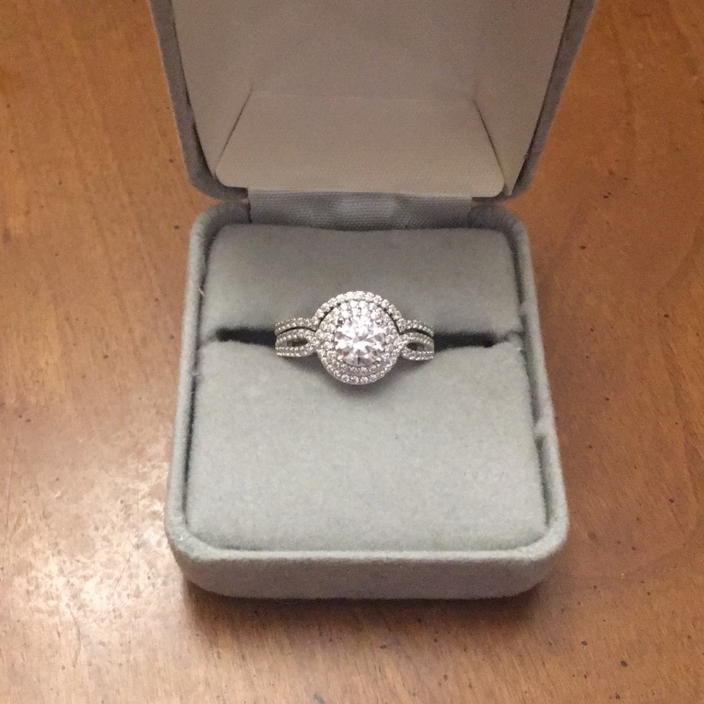 STERLING SILVER AND CZ WEDDING SET